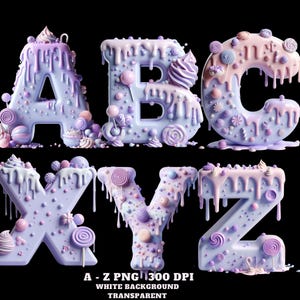 Alphabet Clipart, Purple Melting Dessert Alphabet Clipart, Melting Chocolate Letter PNG, Cute Font Letters PNG, A-Z Sweet Dessert Letter PNG
