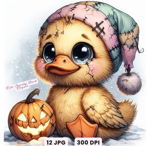 Cute Spooky Duck Clipart Bundle, 12 Halloween Cute Duckling JPG Spooky Cute Duckling Clipart Halloween Duckling Digital Art for Crafts Decor
