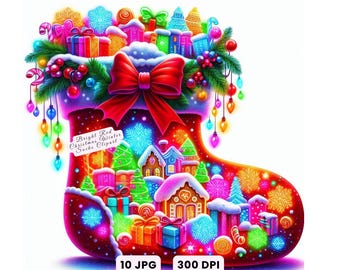 Calcetines navideños, calcetín navideño en acuarela, descarga digital en formato JPG, uso comercial, manualidades, revista de decoración