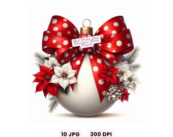 クリスマスオーナメントのクリップアート、赤いクリスマスオーナメントのクリップアート、エレガントなクリスマスボールのクリスマスツリーの飾り、クラフトジャンクジャーナル用のデジタルダウンロード