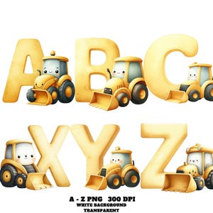 Alfabet clipart bouwvrachtwagen, leuke bouwthemabrief, kinderdecor, bouwbrieven voor klaslokalen voor knutselen uitnodigingen