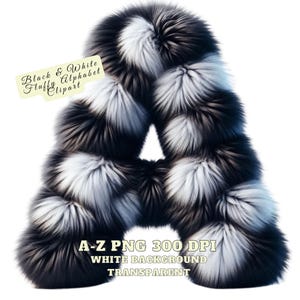 Clipart de alfabeto fofo, clipart de alfabeto fofo preto e branco, letras de pele PNG, fonte de pele macia PNG, arte de parede de berçário DIY, para comercial
