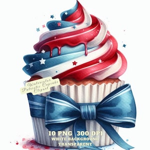 4. Juli Cupcake Clipart, Aquarell Cupcake Clipart, Aquarell Cupcake, Cupcake Clipart, Süße Desserts Clipart, Kommerzielle Nutzung