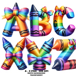 Alphabet PNG, Crayons de couleur Alphabet, Crayon de couleur arc-en-ciel lettres A-Z PNG, police de la rentrée, Alphabet coloré pour enfants, décoration de salle de classe enseignant