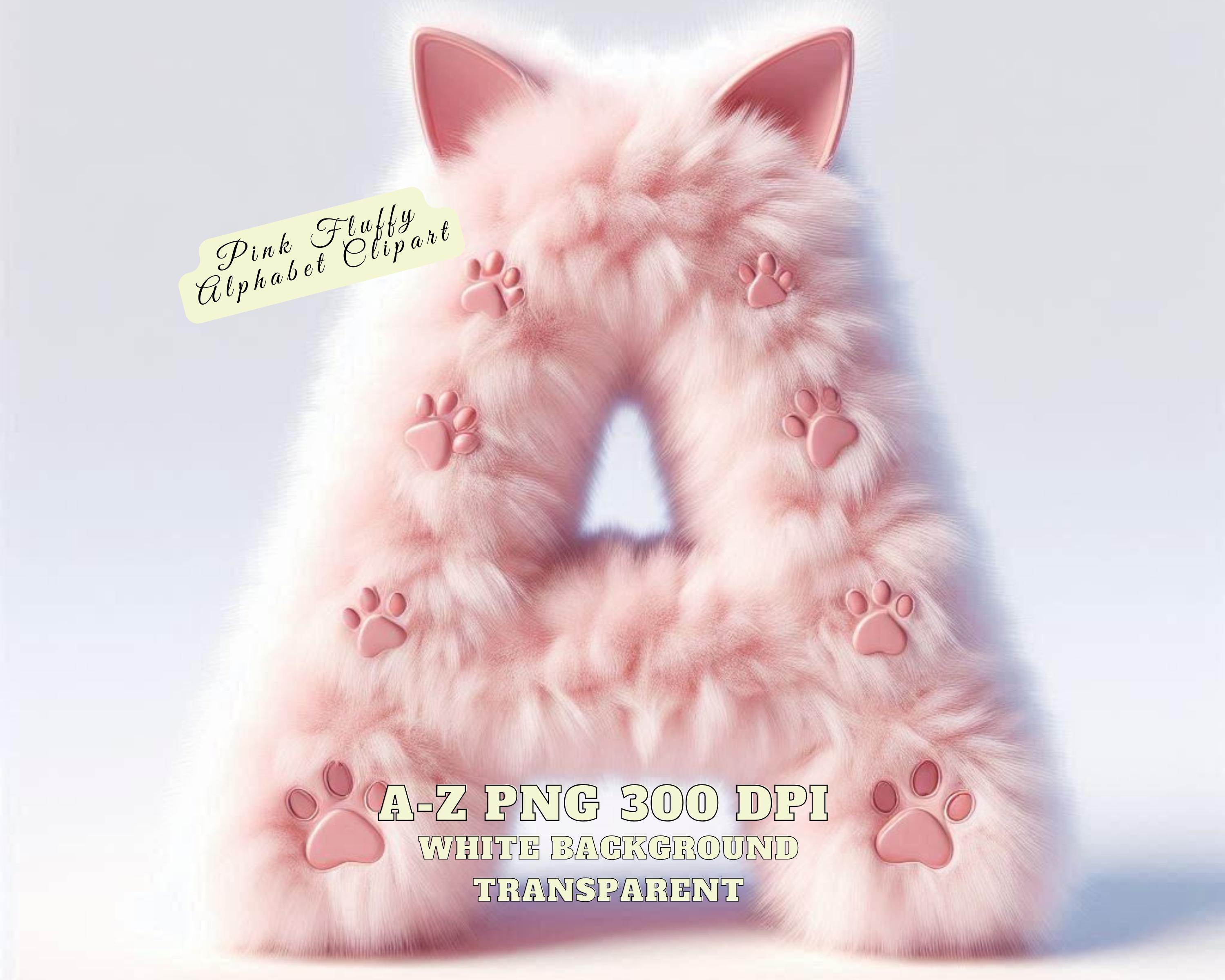 Pink Fluffy Alphabet Clipart, Fluffy Pink Letters Clipart, Soft Furry ...
