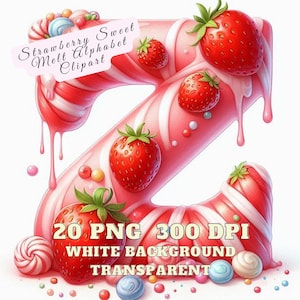Alfabeto de fresa dulce derretida Clipart, Alfabeto de fresa PNG, Letras de frutas PNG, Fuente de fresa Fresas derretidas Imágenes de alta calidad