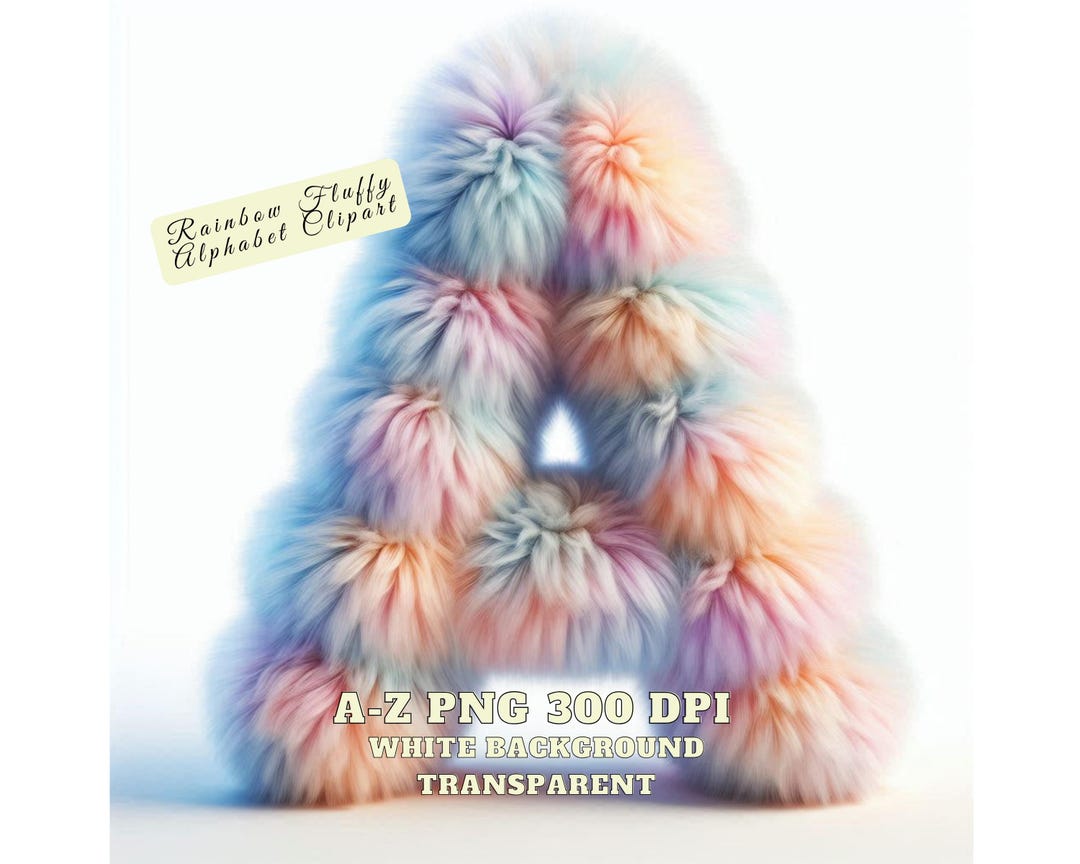Fluffy Alphabet Clipart, Rainbow Fluffy Alphabet Clipart, Furry PNG ...