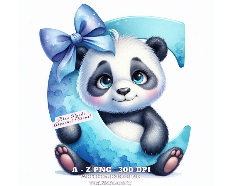 Animal Alphabet, Blue Panda Alphabet Clipart A–Z, Cute Watercolor ...
