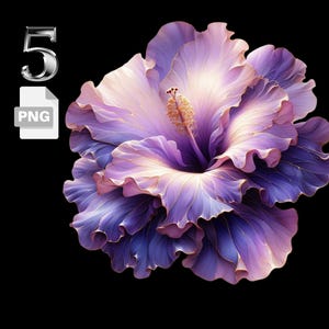 Royal Purple Hibiscus Translucent Flower Clipart - Digital Art for Scrapbooking, Junk Journals, Card Making, DIY Crafts Instant Download PNG