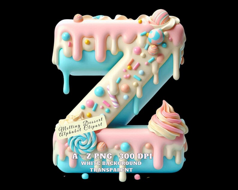 Alphabet Letters Clipart, Watercolor Sweet Melting Desserts Alphabet ...