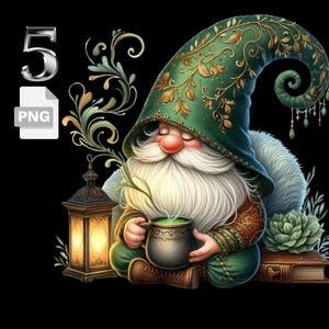Emerald Gnome in Serenity Clipart – transparante PNG groene kabouter voor ongewenste tijdschriften, clipart-scrapbooking, kaarten, kunstnijverheid, commercieel gebruik