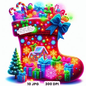 Christmas Socks, Watercolor Christmas Stocking Clipart, Holiday Ornaments Decor Digital Download JPGs, Commercial Use, Crafts, Decor Journal