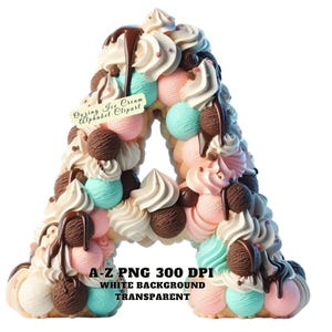 Alfabeto prediseñado, alfabeto de helado, letras de postres goteantes PNG, letras de postres dulces PNG, uso comercial, decoración artesanal