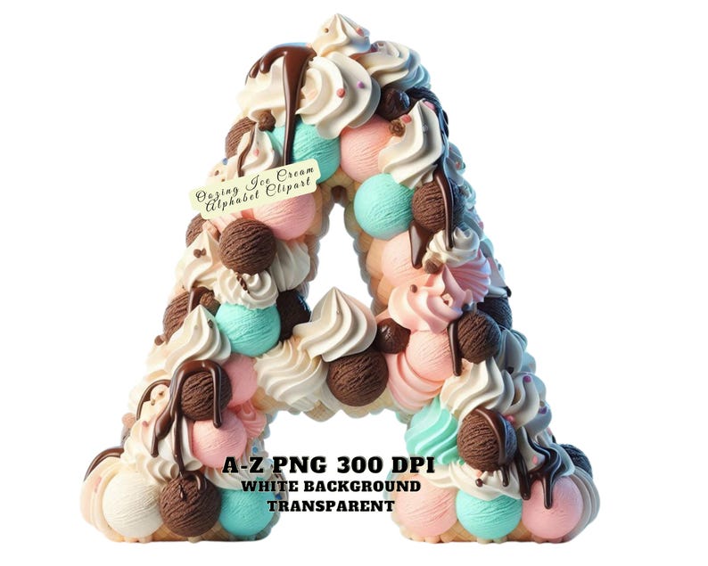 Ozing Lettering Ice Cream Alphabet Clipart, Oozing Dripping Letters PNG, Sweet Dessert ...