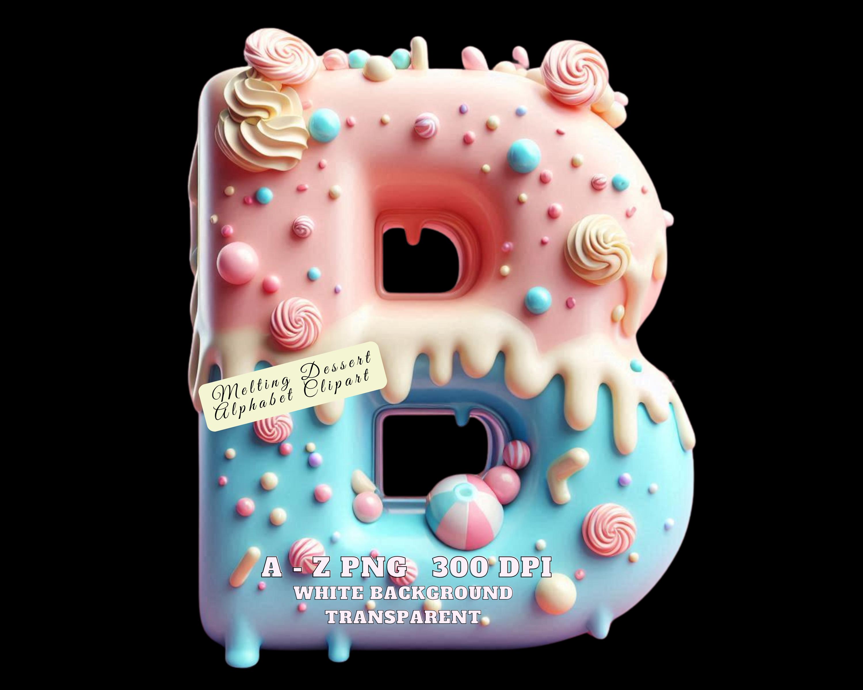 Alphabet Letters Clipart, Watercolor Sweet Melting Desserts Alphabet ...