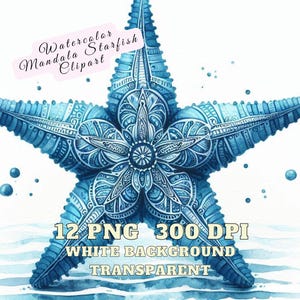 12 imágenes prediseñadas de estrellas de mar, imágenes prediseñadas de estrellas de mar con acuarela de mandala, hermoso paquete de imágenes prediseñadas de ESTRELLAS DE MAR, estrellas de mar en la playa, imágenes de estrellas de mar de alta calidad