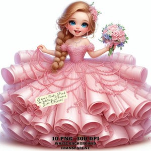 10 Wedding Flower Girl Clipart, Super Cute Pink Wedding Flower Girl PNG, Bridal Party Art, Digital Download, Scrapbooking, Card Making, DIY