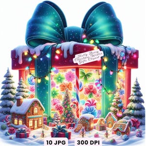 Christmas Gift Clipart, Holly Berry Holiday Presents Clipart, Watercolor Gift Box JPG, Festive Winter Design Digital Download Commercial Use