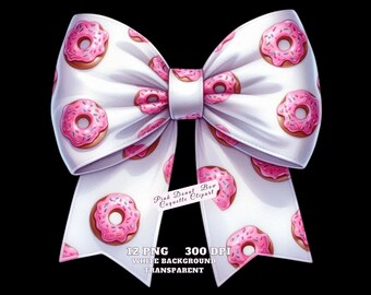 Schleifen Clipart, rosa Donut Schleife Clipart, Kokette Band PNG, niedliche Aquarell Schleife Illustration, digitaler Download für Karten, Handwerk, Junk Journal
