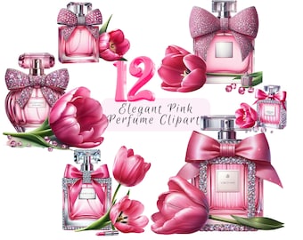 Perfume Clip Art, Parfum Clipart, Luxury Designer Perfume Bottle JPG, High-Quality Pink Fragrance Art for Crafts, Branding & Design Projects