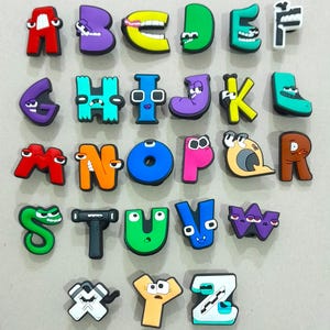 Alphabet Croc Charms: Emoji Faces A-Z, Back to School Shoe Decor Accessories
