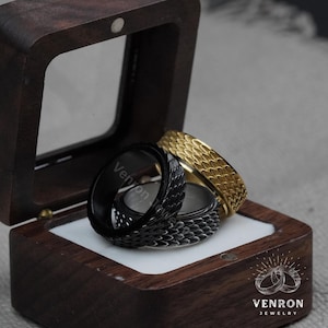 Spinner Dragon Skin Ring - Fidget Dragon Skin Ring voor mannen, stressverlichtingsring, angstring Dragon Skin, gepersonaliseerde ringcadeau