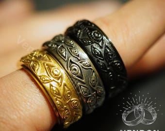 Mens Anime Spinner Ring - Evil Eye Spinning Fidget Ring, Anime Anxiety Ring Men, Fidget Spinner Evil Eye Ring, Jujutsu Kaisen Eye Ring