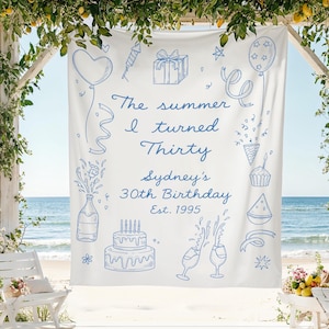 The Summer I Turned Birthday Banner, Custom Age Birthday Tapestry, Any Age Party Backdrop, Summer Birthday Decor, Personalized Birthday Sign