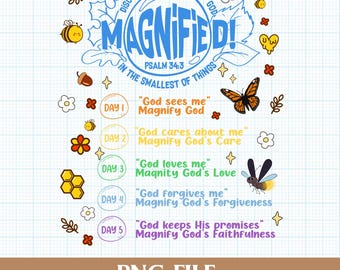 Magnified Png, Vacation Bible School Png, VBS 2025 Png, Summer Bible Camp Png, Christian Png, Bible Verse Png, Scripture Png, VBS Gift