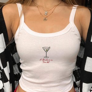 Bride In A Tini Bit Embroidered Tank Top, Bridal Spaghetti Strap Shirt, Bachelorette Party Tank, Mrs Embroidered Coquette Top