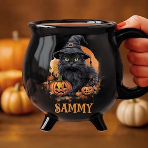 Custom Cat Witch Cauldron Coffee Mug - Halloween Witchy Gifts For Besties, Family,  Sisters, Yourself - Witching You A Wicked Brew