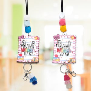 Custom teacher Beaded Lanyard, Personalized Teacher Lanyard, Teacher Lanyard Accessories, Teacher ID Badge Holder, Back To School Gift