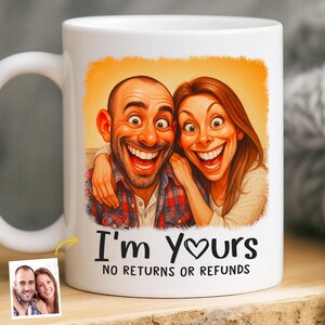 Custom Photo Funny Caricature Mug, Personalized Anniversary Wedding Gifts For Husband And Wife, Him And Her