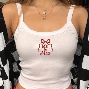 Ms To Mrs Tank Top, Embroidered Yacht Tank Top, Aesthetic Crop Tank Top, Y2K Summer Top, Trendy Graphic Tank, Cute Casual Tee