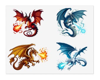 Feuilles d'autocollants dragons : décoration fantastique pour ordinateur portable, journal