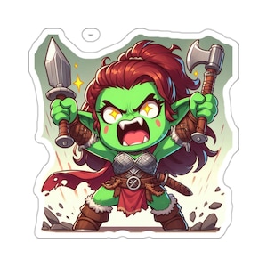 Playable TTRPG, Orc Barbarian Decal, DnD Characters, Species & Classes, 4 Sizes, Great Gift for Dungeon Master,