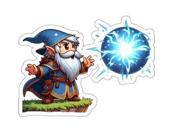 Gnome Sorcerer Vinyl Sticker, TTRPG Laptop Decal