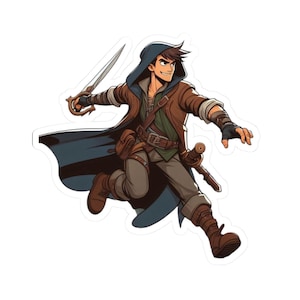 Playable TTRPG, Human Ranger, DnD Characters, Kiss-Cut Stickers, Species & Classes, 4 Sizes, Great Gift for Dungeon Master,