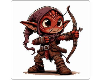 Naklejka Kobold Ranger: Naklejka na laptopa D&D – Fantasy RPG Art