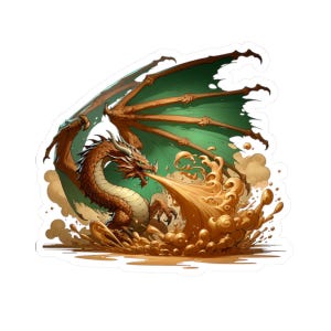Ancient Copper Dragon Decals, Fantasy Monster stickers, 4 Sizes, Cartoon Dragons, Laptop, Notebook, Water Bottle Decor, DND, TTRPG, RPG