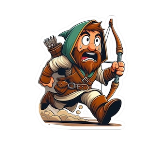 Playable TTRPG, Dwarf Ranger, DnD Characters, Kiss-Cut Stickers, Species & Classes, 4 Sizes, Great Gift for Dungeon Master,