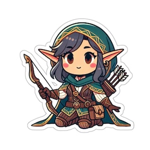 Elf Ranger Cute Playable Characters TTRPG RPG High Fantasy DnD Cute Style, Dungeons and Dragons, Fantasy Planner Stickers, RPG Gamer F