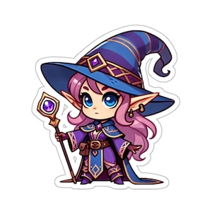 Elf Wizard Cute Playable Characters TTRPG RPG High Fantasy DnD Cute Style, Dungeons and Dragons, Fantasy Planner Stickers, RPG Gamer F