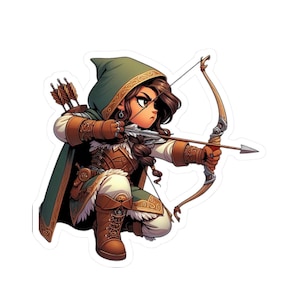 Dwarf Ranger, Playable TTRPG DnD Characters, Kiss-Cut Stickers, Species & Classes, 4 Sizes, Great Gift for Dungeon Master,