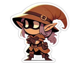 Cute Gnome Rogue TTRPG Vinyl Sticker, Fantasy RPG Decal