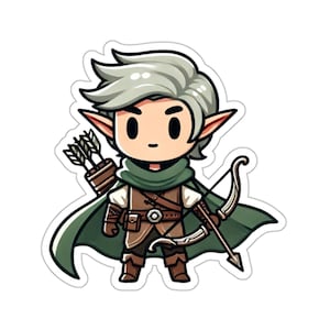Elf Ranger Cute Playable Characters TTRPG RPG High Fantasy DnD Cute Style, Dungeons and Dragons, Fantasy Planner Stickers, RPG Gamer M