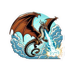 Bronze Dragon Decals, Fantasy Monster stickers, Ancient Dragon, Cartoon Dragons, Laptop, Notebook, Water Bottle Decor, DND, TTRPG, RPG