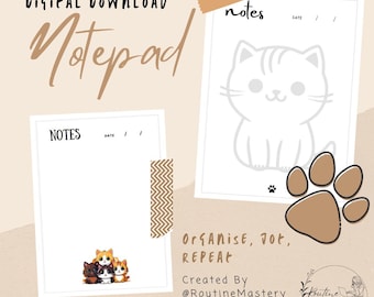Whimsical Animal Digital Notepad Design | Printable PDF Notepad Template | Cute Animal Stationery | Instant Download | 50 Different Designs