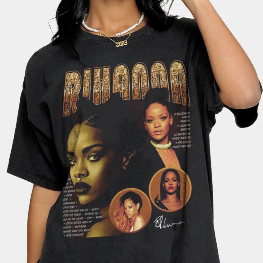 Discover Camiseta Rihanna Cantante Famosa Vintage para Hombre Mujer