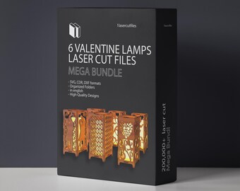 Laser cut 6 Valentine Candle holder Lamps 3d puzzle SVG glowforge DXF file cnc